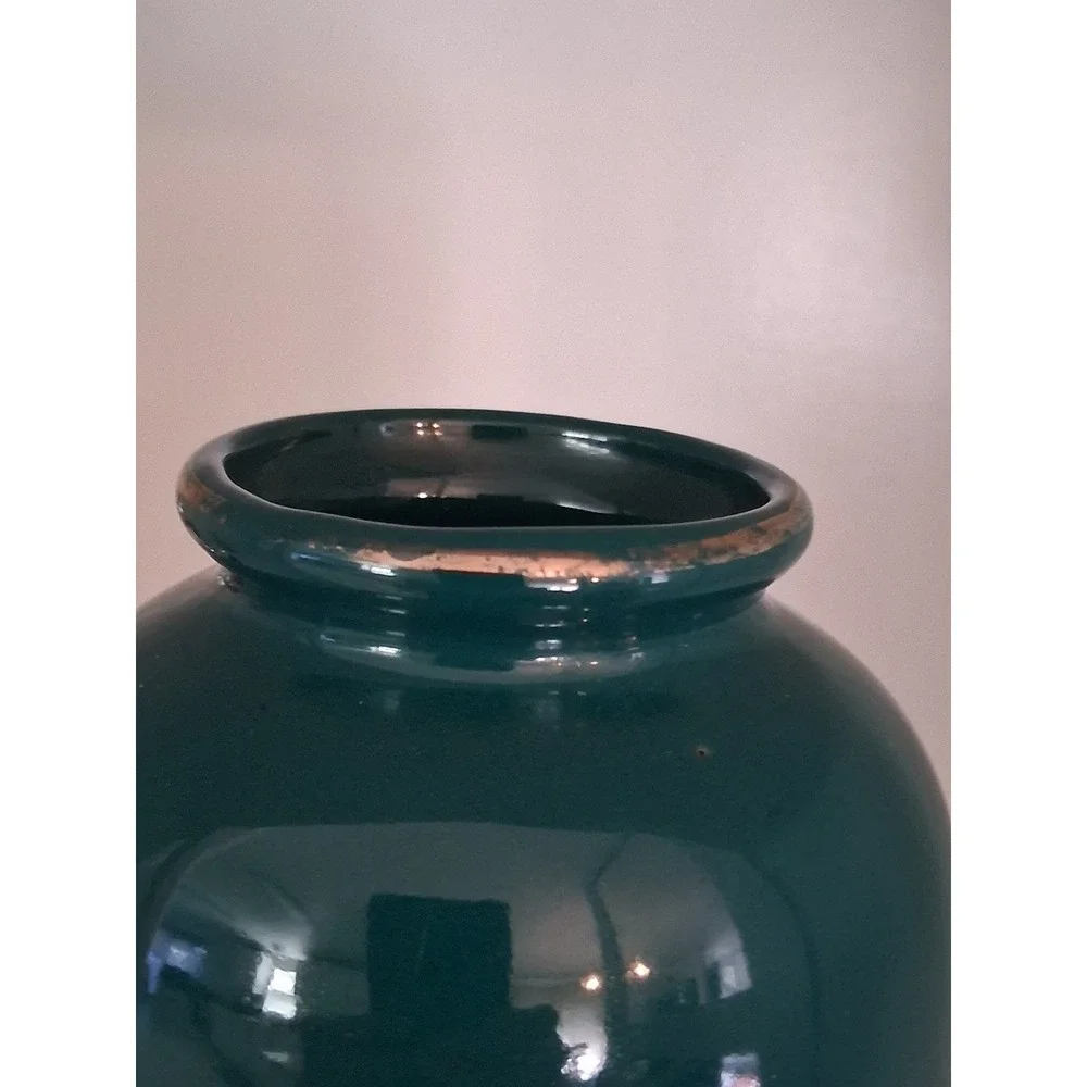 Vintage Japanese Teal Green Porcelain Vase Gold Imperial Carriage Floral 8in